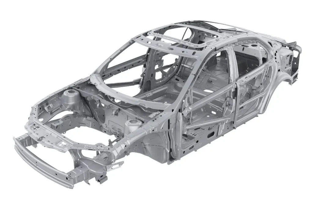 モノコックボディの車体構造と補強のイメージ